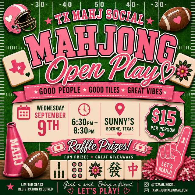 TX MAHJ Social Open Play at Sunny’s | September 9th