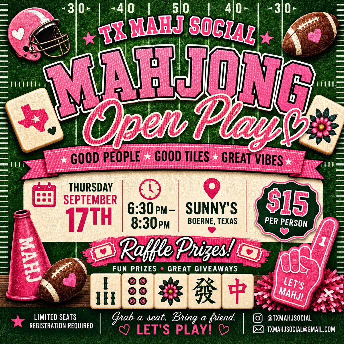 TX MAHJ Social Open Play at Sunny’s | September 17th
